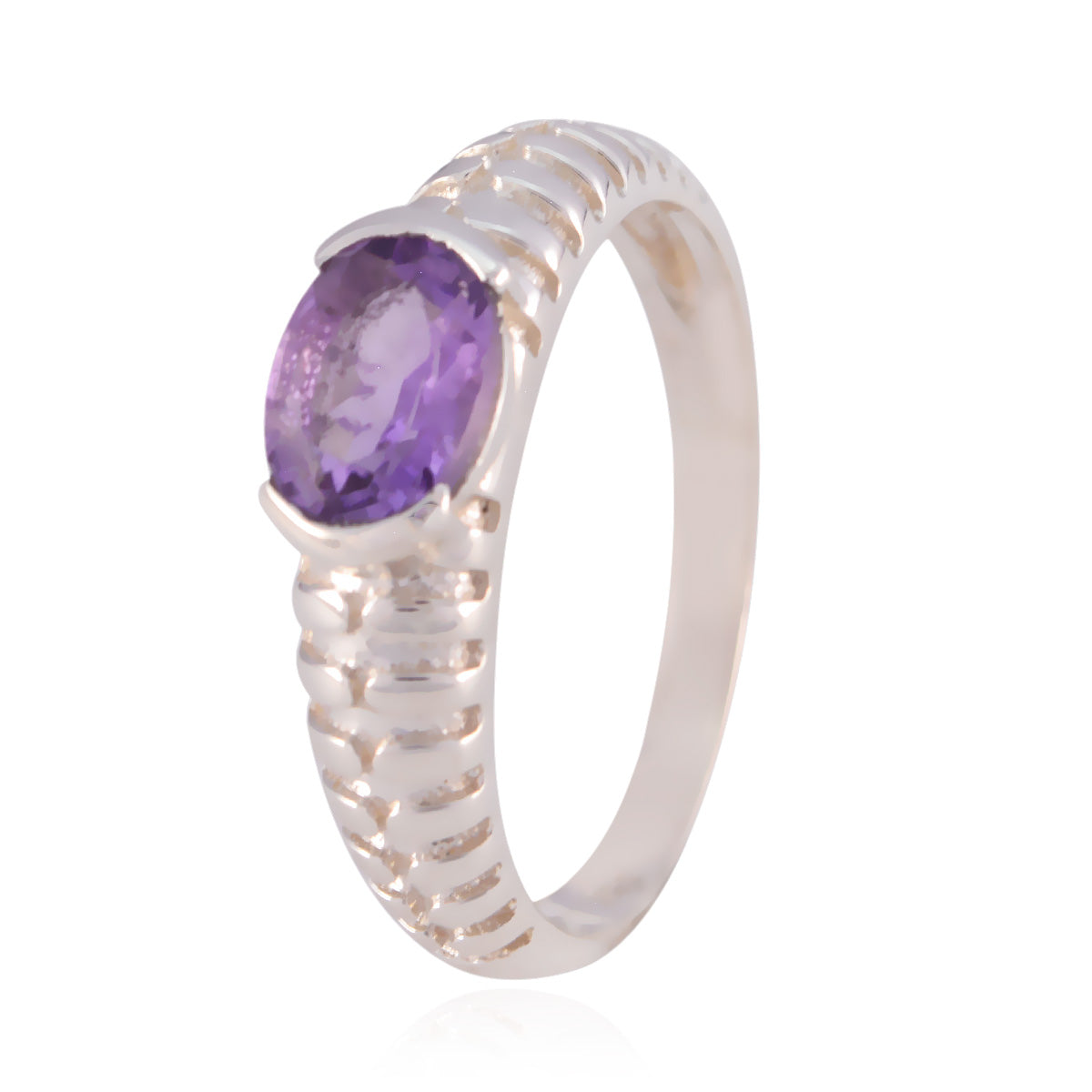 Amethyst Solitaire Japanese 925 Sterling Silver Purple Gems Whisper thin Modern Ring Jewelry