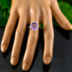 Amethyst Solitaire German 925 Sterling Silver Purple Gemstone Minimal Ethnic Ring Jewelry