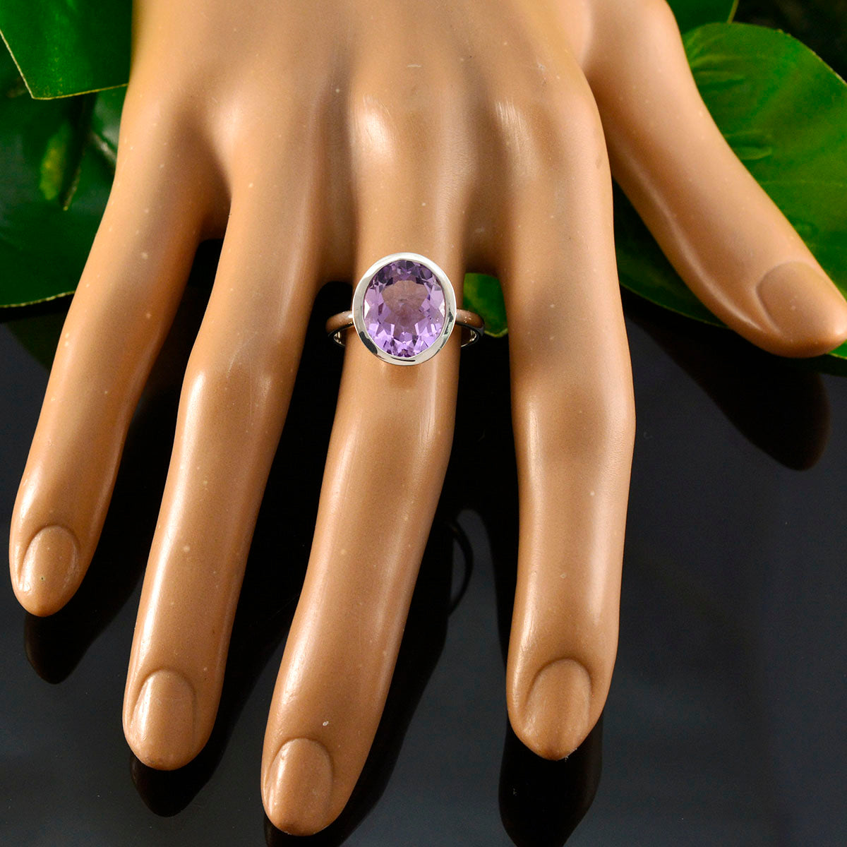 Amethyst Solitaire German 925 Sterling Silver Purple Gemstone Minimal Ethnic Ring Jewelry