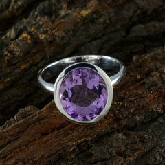 Amethyst Solitaire German 925 Sterling Silver Purple Gemstone Minimal Ethnic Ring Jewelry