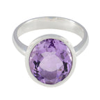 Amethyst Solitaire German 925 Sterling Silver Purple Gemstone Minimal Ethnic Ring Jewelry