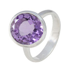 Amethyst Solitaire German 925 Sterling Silver Purple Gemstone Minimal Ethnic Ring Jewelry