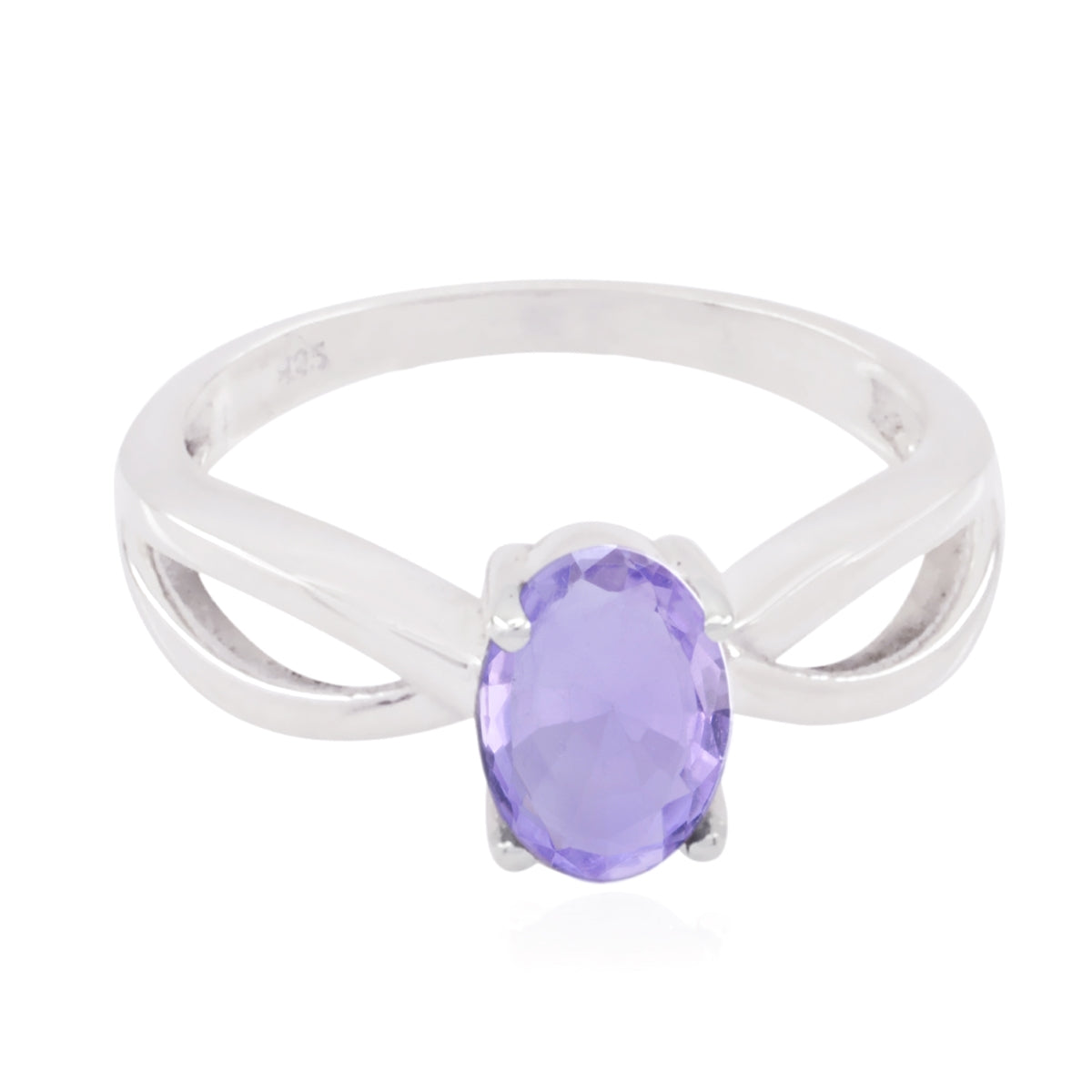 Amethyst Solitaire Korean Sterling Silvers Purple Gemstones Delicate Graceful Ring Jewellery