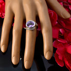 Amethyst Solitaire Moroccan 92.5 Silver Purple Gemstone Classic  Feminine Ring Jewellery