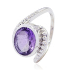 Amethyst Solitaire Moroccan 92.5 Silver Purple Gemstone Classic  Feminine Ring Jewellery