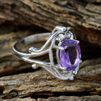Amethyst Solitaire German Sterling Silver Purple Gemstone Tiny Artisan Ring Jewellery