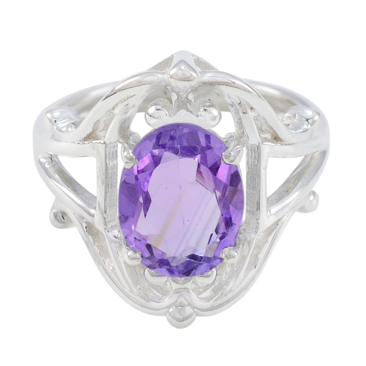 Amethyst Solitaire German Sterling Silver Purple Gemstone Tiny Artisan Ring Jewellery