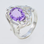 Amethyst Solitaire German Sterling Silver Purple Gemstone Tiny Artisan Ring Jewellery