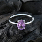 Amethyst Solitaire American 925 Silver Purple Gemstone Elegant  Romantic Ring Jewellery