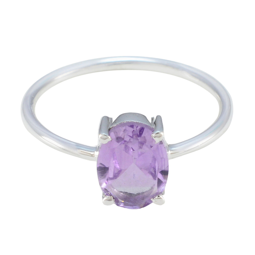 Amethyst Solitaire American 925 Silver Purple Gemstone Elegant  Romantic Ring Jewellery