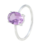 Amethyst Solitaire American 925 Silver Purple Gemstone Elegant  Romantic Ring Jewellery