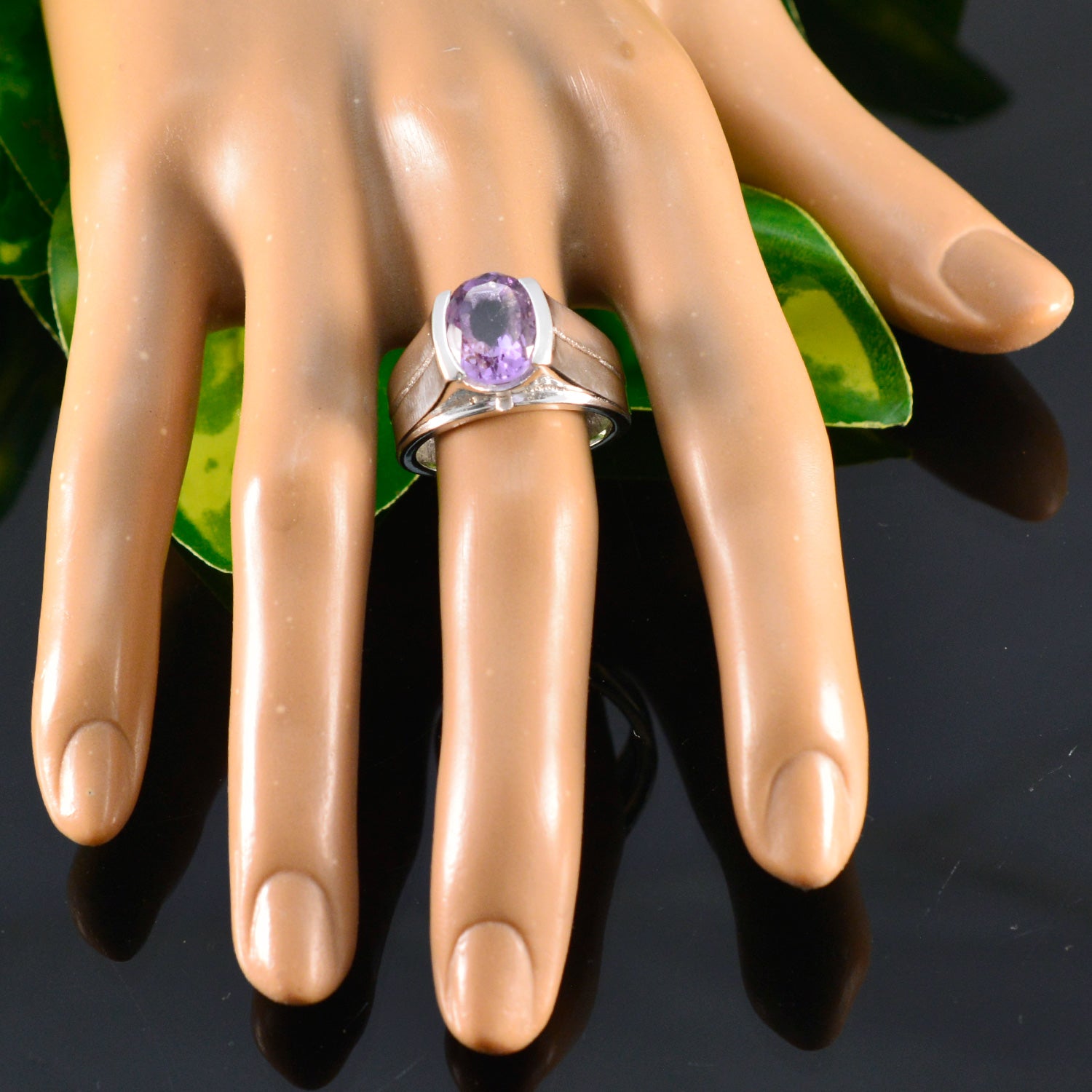 Amethyst Solitaire Indian Sterling Silver Purple Gemstones Versatile Cultural Ring Jewelry