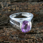 Amethyst Solitaire Indian Sterling Silver Purple Gemstones Versatile Cultural Ring Jewelry