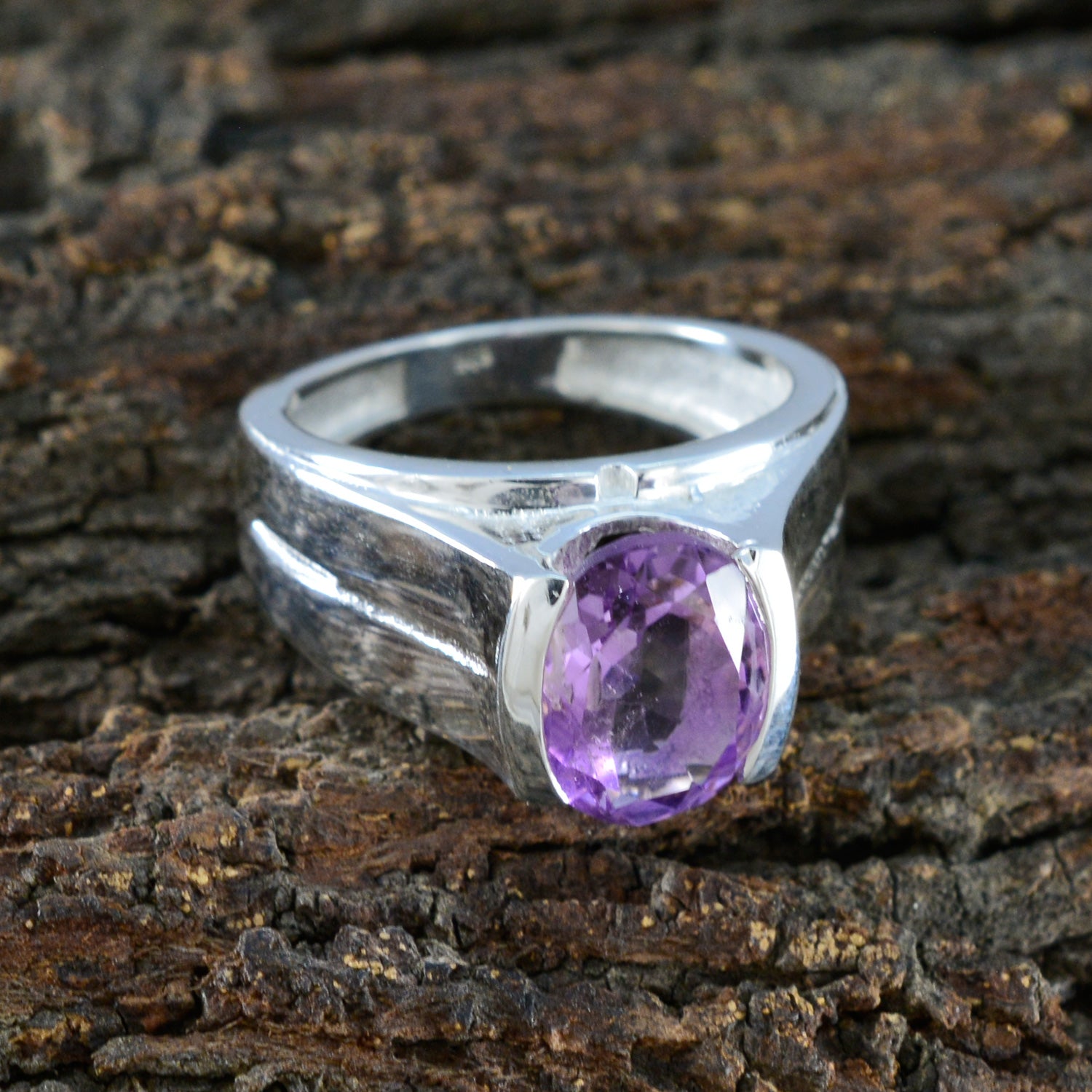 Amethyst Solitaire Indian Sterling Silver Purple Gemstones Versatile Cultural Ring Jewelry