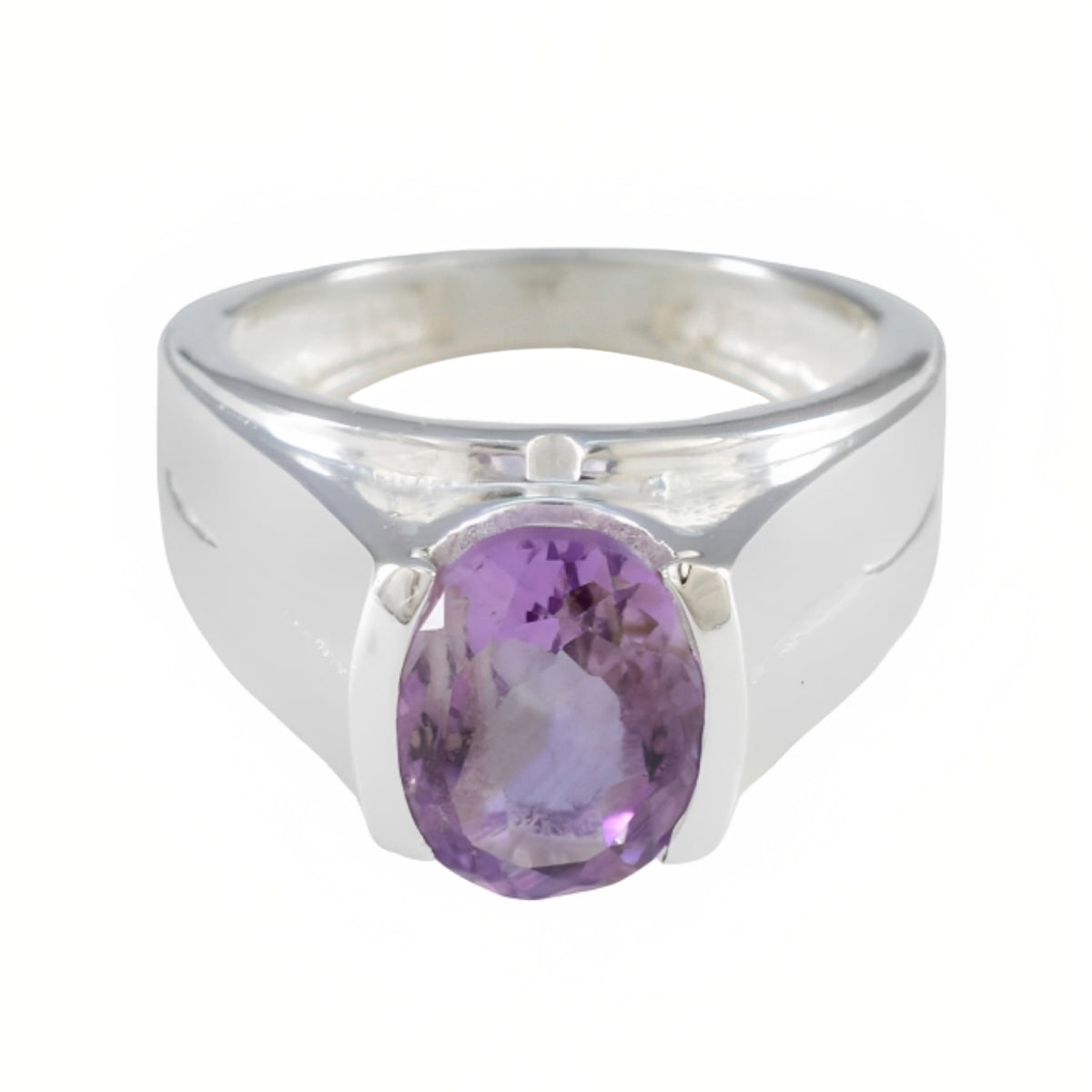 Amethyst Solitaire Indian Sterling Silver Purple Gemstones Versatile Cultural Ring Jewelry Главное изображение товара