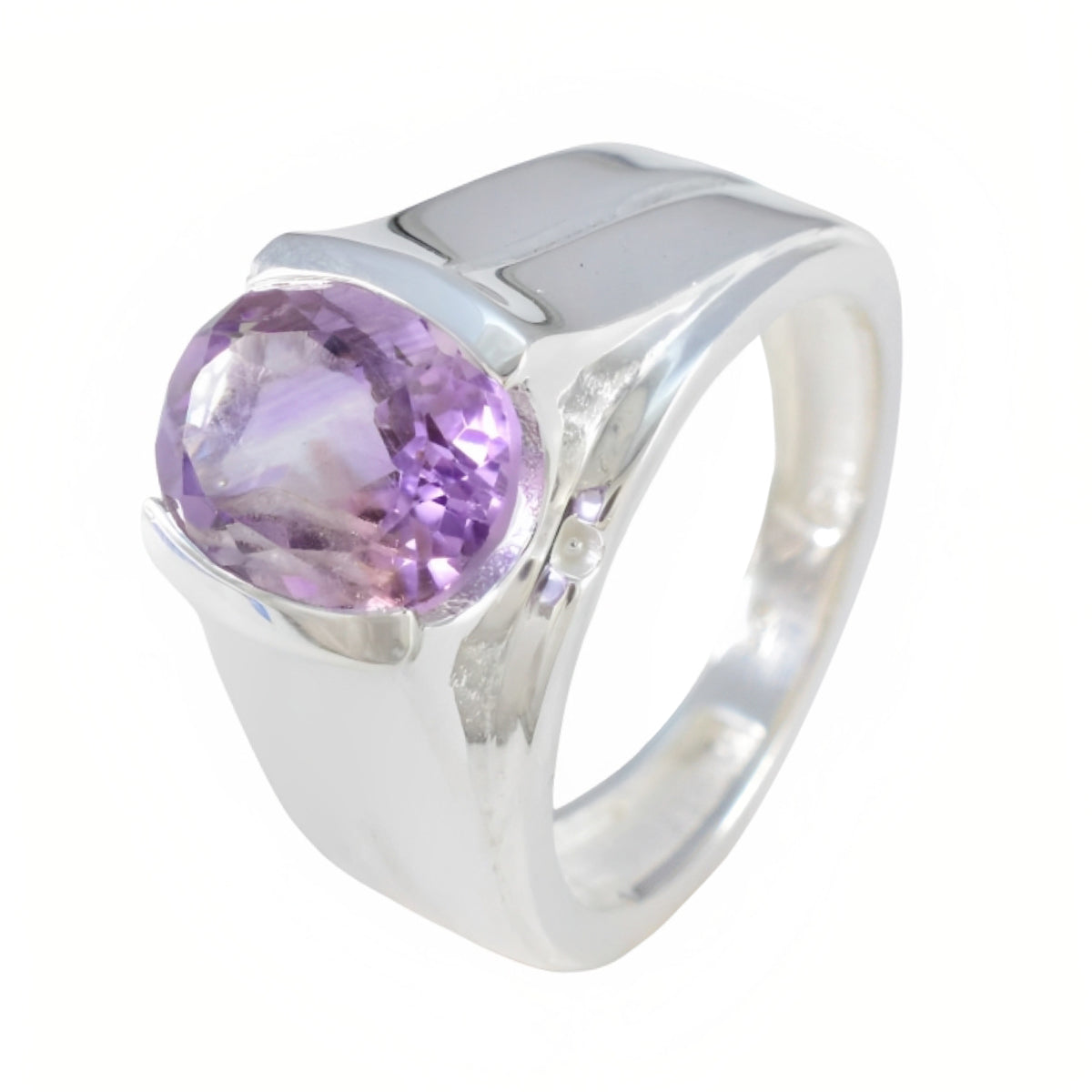 Amethyst Solitaire Indian Sterling Silver Purple Gemstones Versatile Cultural Ring Jewelry