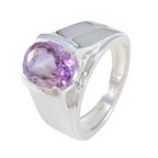 Amethyst Solitaire Indian Sterling Silver Purple Gemstones Versatile Cultural Ring Jewelry