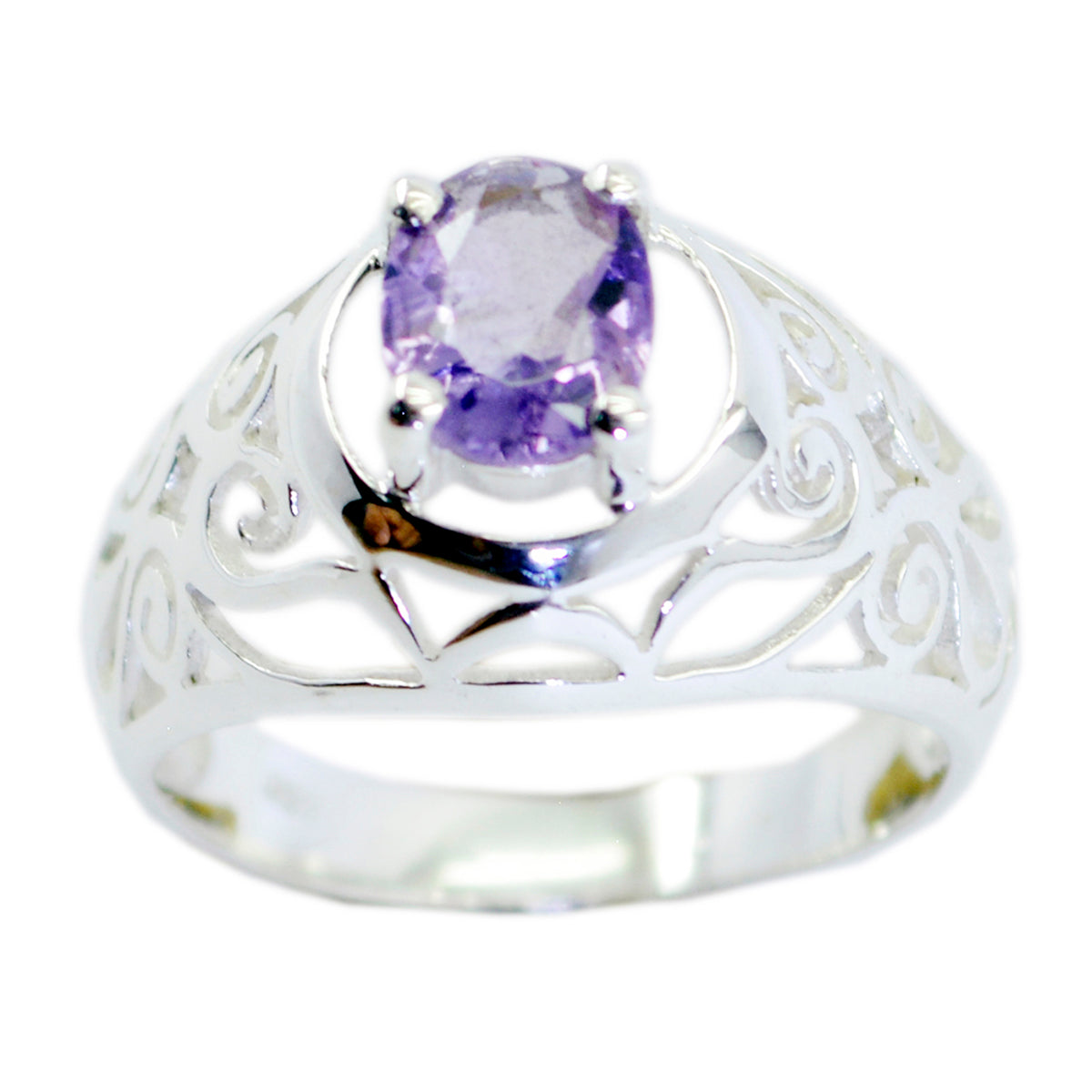Amethyst Solitär Italienisches Silber Lila Edelsteine Flüsterdünn Filigran Ring Schmuck Hauptbild