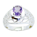 Amethyst Solitaire Italian Silver Purple Gemstones Whisper thin Filigree Ring Jewellery