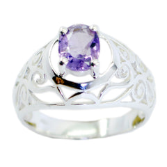 Amethyst Solitaire Italian Silver Purple Gemstones Whisper thin Filigree Ring Jewellery