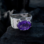 Amethyst Solitaire Egyptian 92.5 Silver Purple Gems Versatile Heritage Ring Jewelry