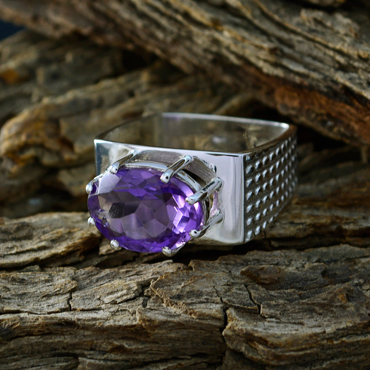 Amethyst Solitaire Egyptian 92.5 Silver Purple Gems Versatile Heritage Ring Jewelry