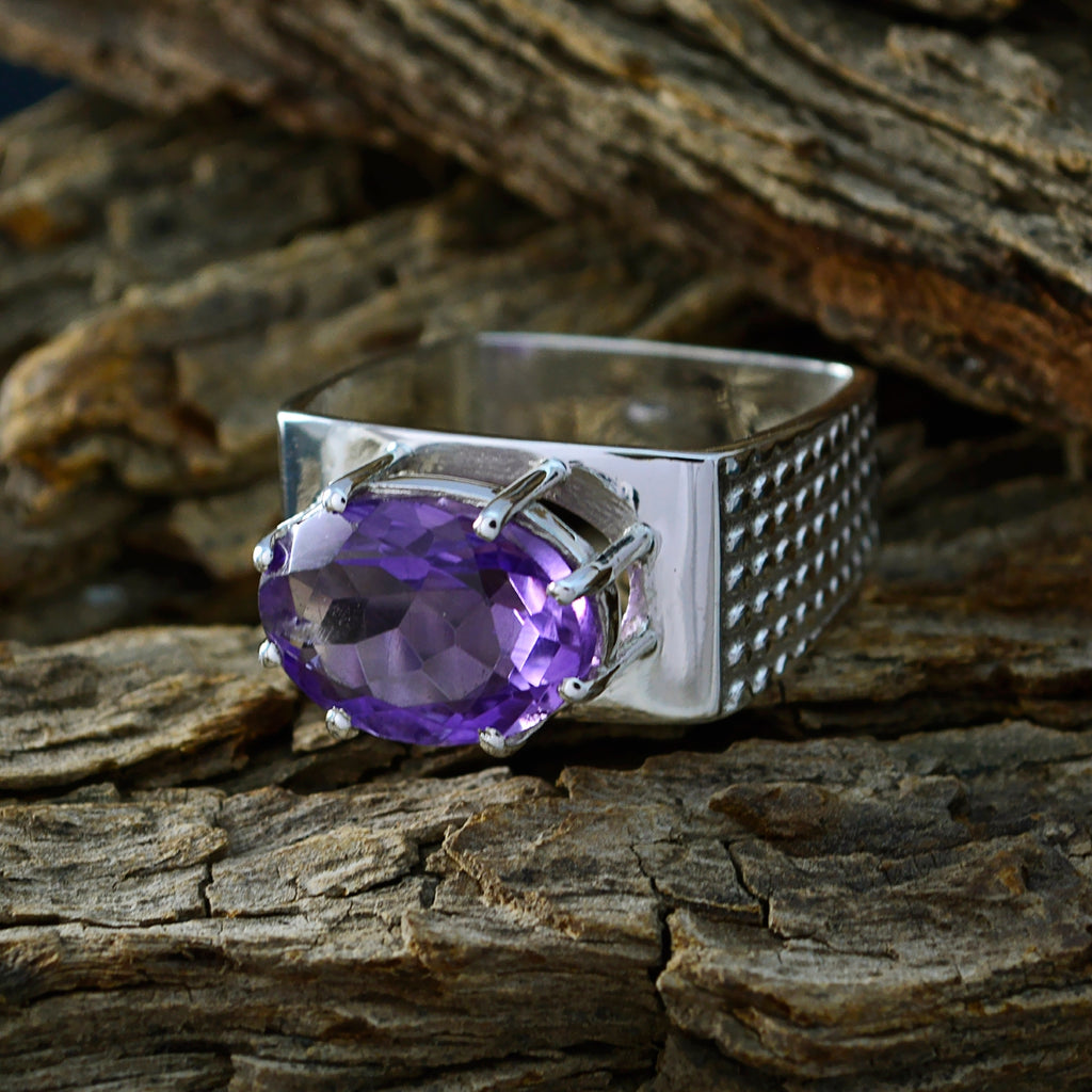 Amethyst Solitaire Egyptian 92.5 Silver Purple Gems Versatile Heritage Ring Jewelry