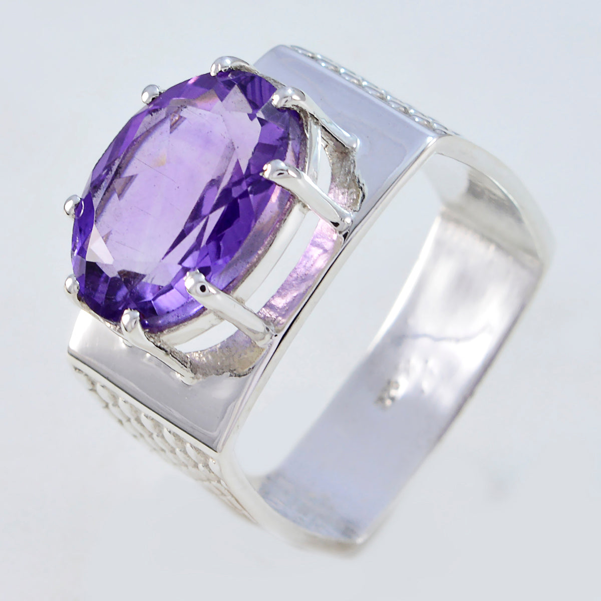 Amethyst Solitaire Egyptian 92.5 Silver Purple Gems Versatile Heritage Ring Jewelry
