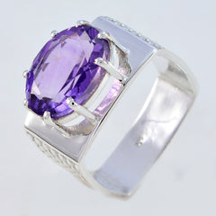 Amethyst Solitaire Egyptian 92.5 Silver Purple Gems Versatile Heritage Ring Jewelry