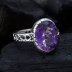 Amethyst Solitaire Mexican Sterling Silver Purple Gemstones Slim Filigree Ring Jewelry