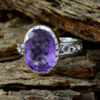 Amethyst Solitaire Mexican Sterling Silver Purple Gemstones Slim Filigree Ring Jewelry