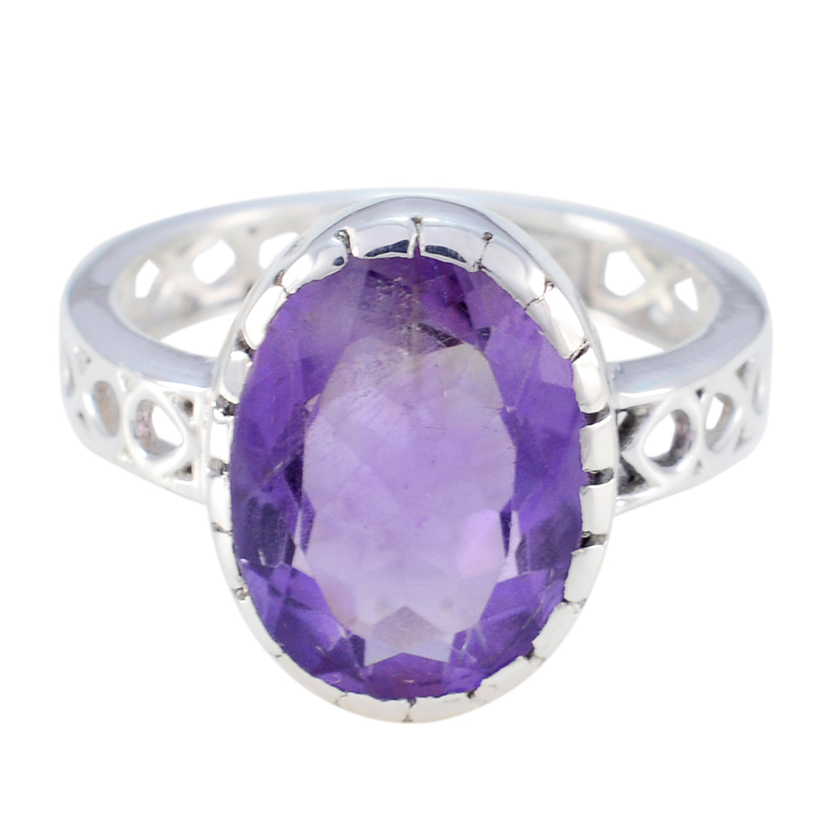 Amethyst Solitaire Mexican Sterling Silver Purple Gemstones Slim Filigree Ring Jewelry メイン画像