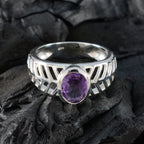 Amethyst Solitaire Russian 92.5 Silver Purple Gemstone Minimal Art Deco Ring Jewelry