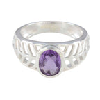 Amethyst Solitaire Russian 92.5 Silver Purple Gemstone Minimal Art Deco Ring Jewelry
