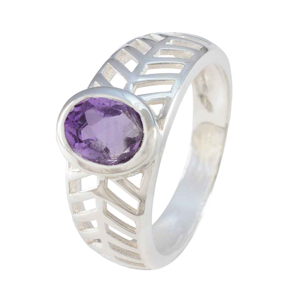 Amethyst Solitär Russischer 92,5 Silber Lila Edelstein Minimal Art Deco Ring Schmuck Zweitbild