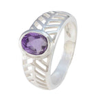 Amethyst Solitaire Russian 92.5 Silver Purple Gemstone Minimal Art Deco Ring Jewelry