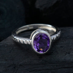 Amethyst Solitaire African Sterling Silver Purple Gemstones Featherlight Boho Ring Jewellery