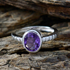 Amethyst Solitaire African Sterling Silver Purple Gemstones Featherlight Boho Ring Jewellery