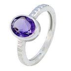 Amethyst Solitaire African Sterling Silver Purple Gemstones Featherlight Boho Ring Jewellery
