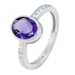 Amethyst Solitaire African Sterling Silver Purple Gemstones Featherlight Boho Ring Jewellery
