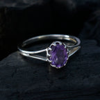 Amethyst Solitaire Korean Silvers 925 Purple Gemstones Dainty Modern Ring Jewelry