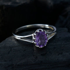 Amethyst Solitaire Korean Silvers 925 Purple Gemstones Dainty Modern Ring Jewelry