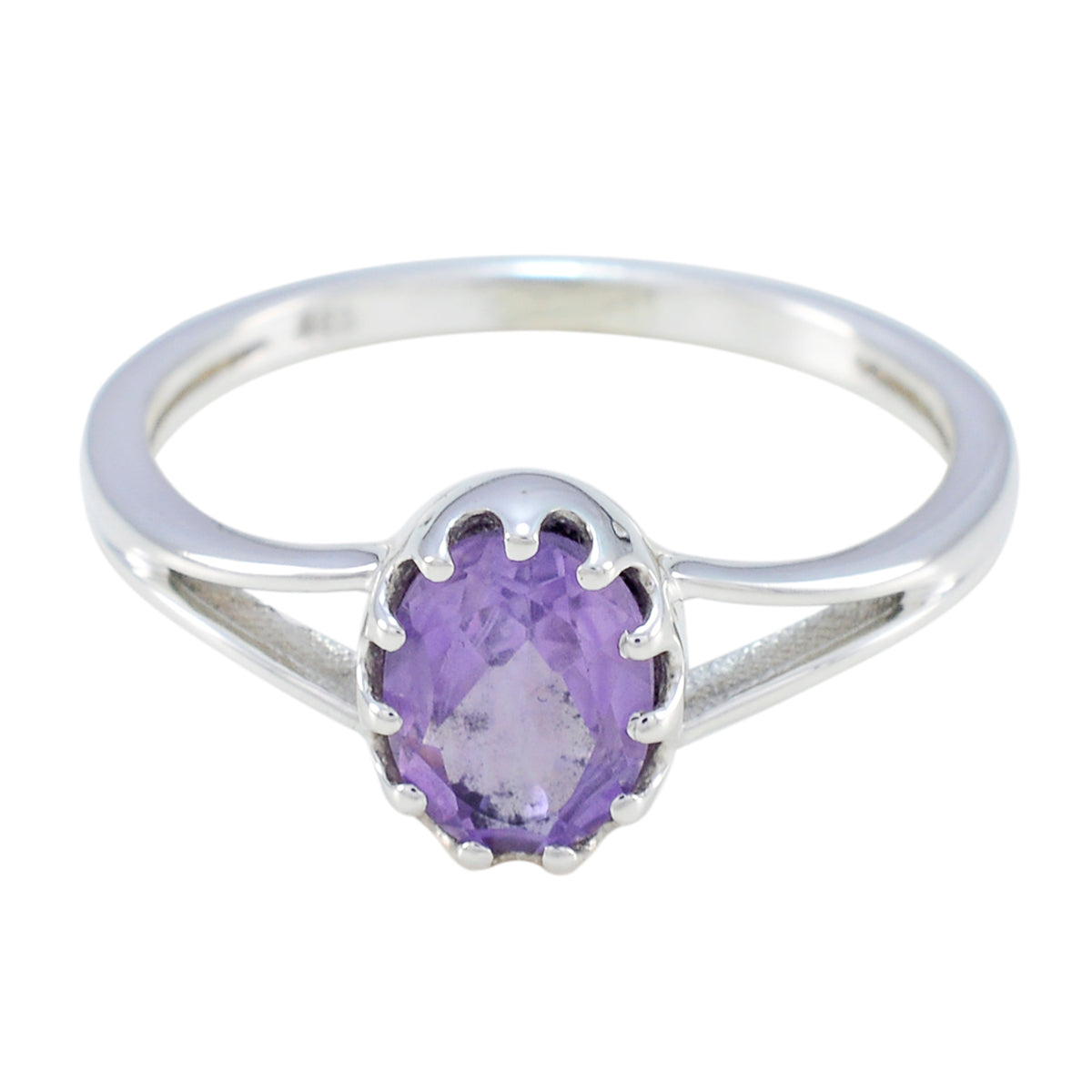 Amethyst Solitaire Korean Silvers 925 Purple Gemstones Dainty Modern Ring Jewelry