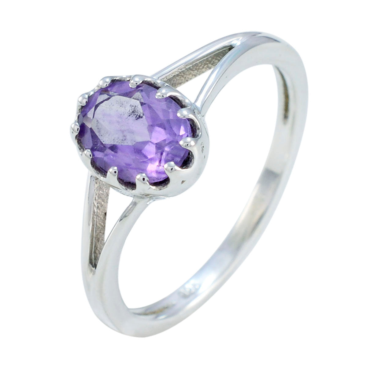 Amethyst Solitaire Korean Silvers 925 Purple Gemstones Dainty Modern Ring Jewelry