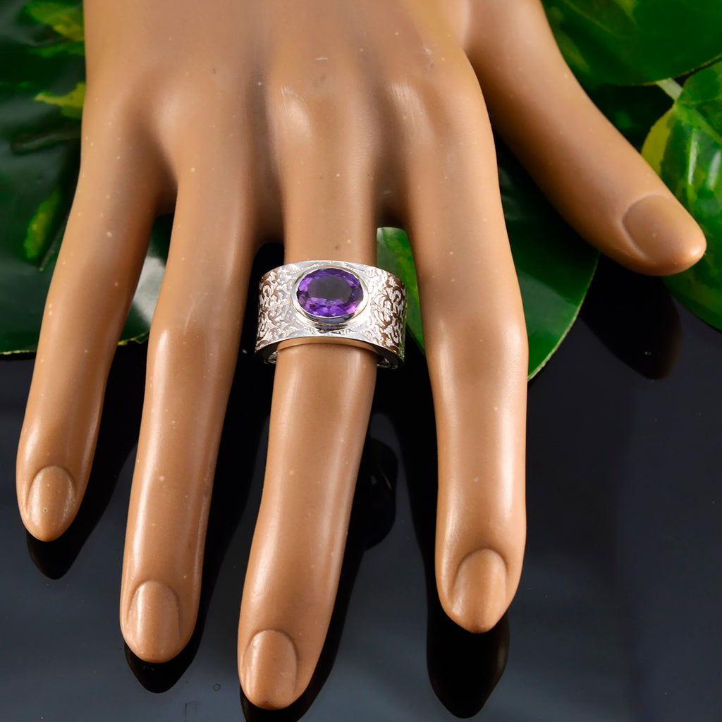 Amethyst Solitaire African 925 Silver Purple Gems Essential  Art Deco Ring Jewellery