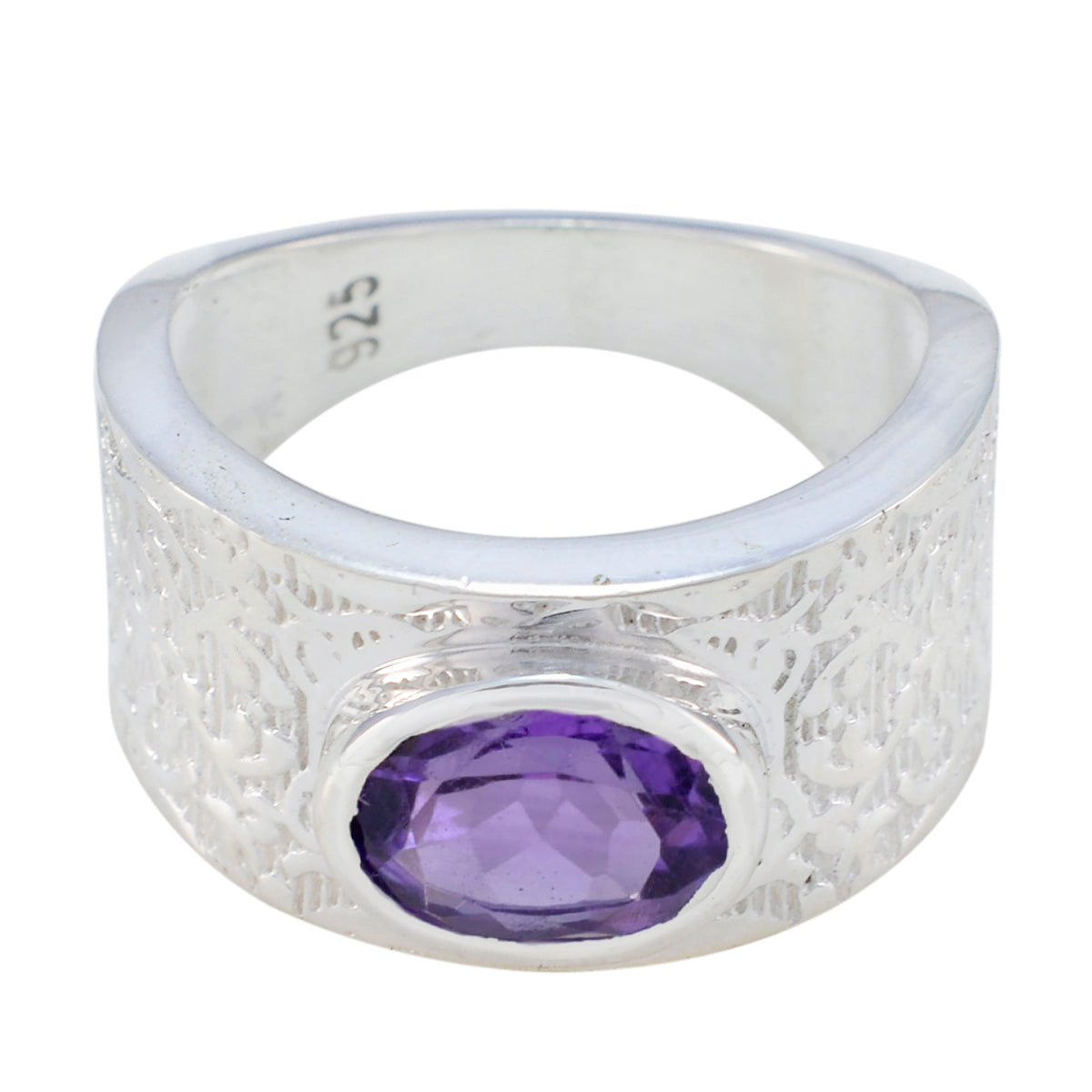 Amethyst Solitaire African 925 Silver Purple Gems Essential  Art Deco Ring Jewellery