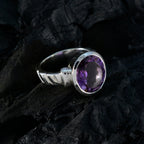 Amethyst Solitaire Indian Sterling Silver Purple Gemstones Classic Feminine Ring Jewelry