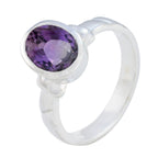 Amethyst Solitaire Indian Sterling Silver Purple Gemstones Classic Feminine Ring Jewelry