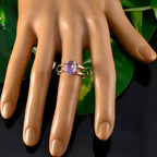 Amethyst Solitaire African 925 Sterling Silver Purple Gemstone Slim Boho Ring Jewelry