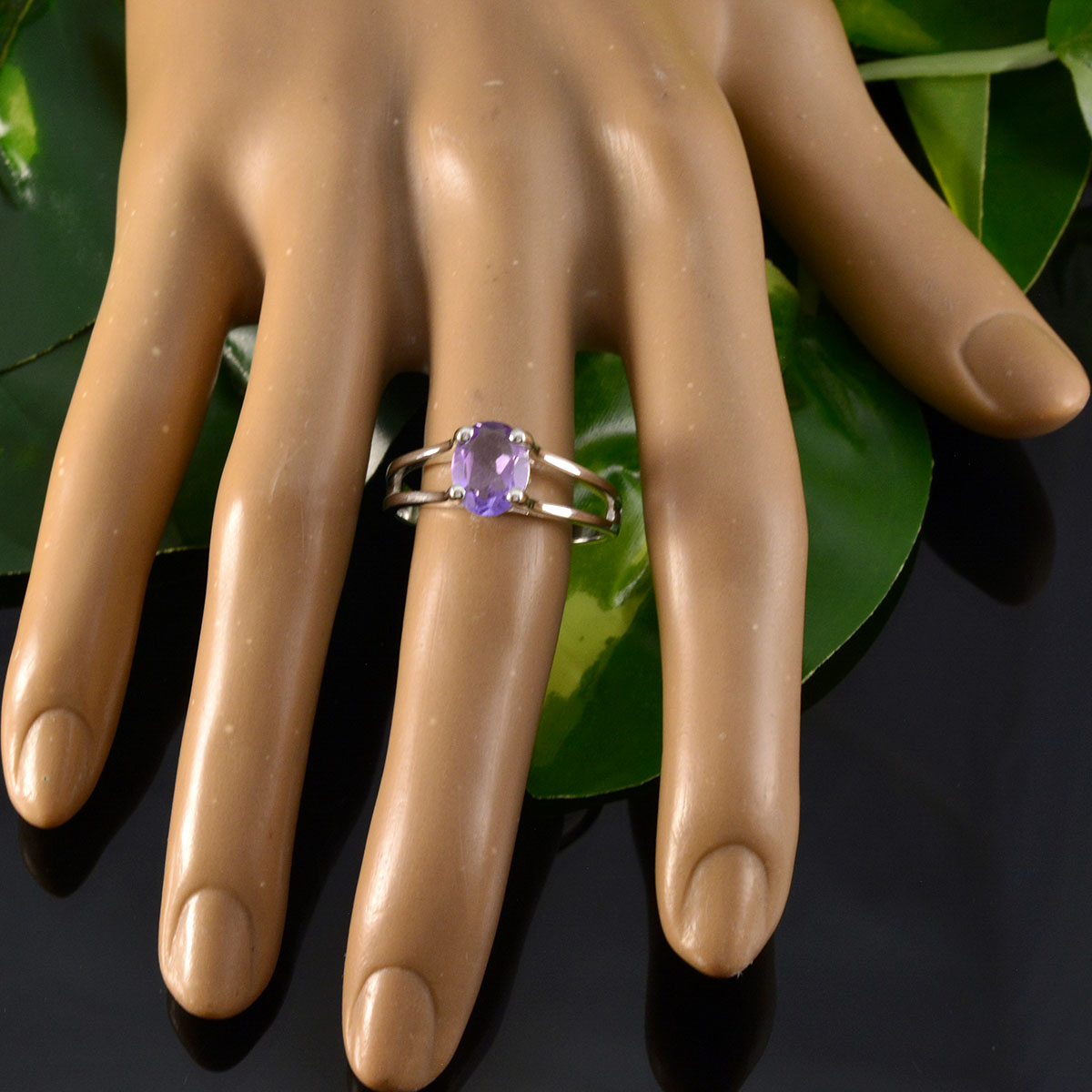 Amethyst Solitaire African 925 Sterling Silver Purple Gemstone Slim Boho Ring Jewelry